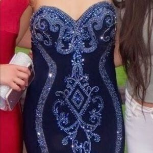 navy blue jovani prom dress